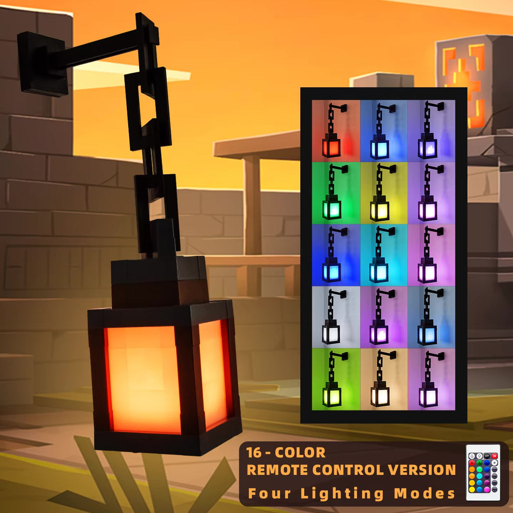 Pixel Style Portable Lantern Night Light - 16 Colors