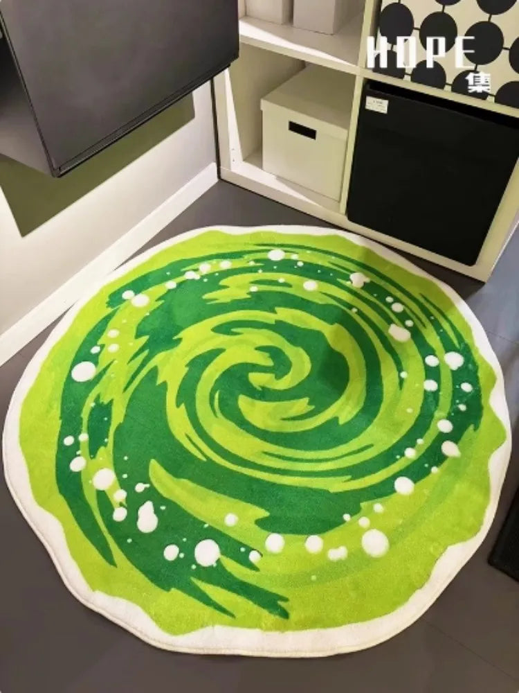 Green Swirl Round Rug